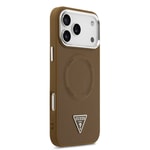 Apple iPhone 17 Pro Kılıf Guess Orjinal Lisanslı M-safe Şarj Özellikli PU Deri Metal Kamera Çerçeveli Üçgen Logolu Kapak