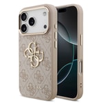 Apple iPhone 17 Pro Kılıf Guess Orjinal Lisanslı Gold Metal Kamera Çerçeveli 4G Desenli Metal Büyük 4G ve Yazı Logolu Kapak