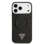Apple iPhone 17 Pro Kılıf Guess Orjinal Lisanslı M-safe Şarj Özellikli PU Deri Metal Kamera Çerçeveli Üçgen Logolu Kapak