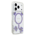 Apple iPhone 17 Pro Kılıf Guess Orjinal Lisanslı M-safe Şarj Özellikli Transparan Resin Flowers Kapak