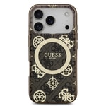 Apple iPhone 17 Pro Kılıf Guess Orjinal Lisanslı M-safe Şarj Özellikli IML Peony ve 4G Desenli Klasik Logolu Kapak