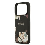 Apple iPhone 17 Pro Kılıf Guess Orjinal Lisanslı M-safe Şarj Özellikli Gold Metal Kamera Çerçeveli PU Deri 4G Desenli Yazı Logolu Kapak
