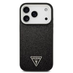 Apple iPhone 17 Pro Kılıf Guess Orjinal Lisanslı M-safe Şarj Özellikli Metal Kamera Çerçeveli Üçgen Logolu Glitter Kapak