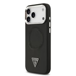 Apple iPhone 17 Pro Kılıf Guess Orjinal Lisanslı M-safe Şarj Özellikli PU Deri Metal Kamera Çerçeveli Üçgen Logolu Kapak