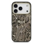 Apple iPhone 17 Pro Kılıf Guess Orjinal Lisanslı M-safe Şarj Özellikli Yazı Logolu Python Desenli Kapak