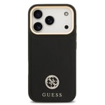 Apple iPhone 17 Pro Kılıf Guess Orjinal Lisanslı M-safe Şarj Özellikli Grained Yazı ve Taşlı 4G Logolu Kapak