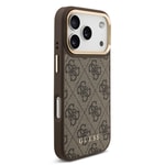 Apple iPhone 17 Pro Kılıf Guess Orjinal Lisanslı M-safe Şarj Özellikli 4G Metal Büyük Logolu Kartlıklı Kapak