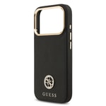 Apple iPhone 17 Pro Kılıf Guess Orjinal Lisanslı M-safe Şarj Özellikli Grained Yazı ve Taşlı 4G Logolu Kapak