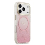 Apple iPhone 17 Pro Kılıf Guess Orjinal Lisanslı M-safe Şarj Özellikli 4G Desenli Simli Silikon Kapak