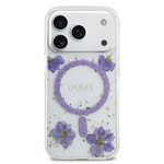 Apple iPhone 17 Pro Kılıf Guess Orjinal Lisanslı M-safe Şarj Özellikli Transparan Resin Flowers Kapak