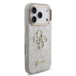 Apple iPhone 17 Pro Kılıf Guess Orjinal Lisanslı 4G Büyük Metal Kamera Çerçeveli ve Logolu Glitter Kapak