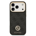Apple iPhone 17 Pro Kılıf Guess Orjinal Lisanslı M-safe Şarj Özellikli Gold Metal Kamera Çerçeveli Taşlı 4G Logolu Kapak