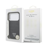 Apple iPhone 17 Pro Kılıf Guess Orjinal Lisanslı M-safe Şarj Özellikli Metal Kamera Çerçeveli Üçgen Logolu Glitter Kapak