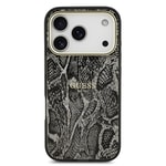 Apple iPhone 17 Pro Kılıf Guess Orjinal Lisanslı M-safe Şarj Özellikli Yazı Logolu Python Desenli Kapak