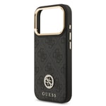 Apple iPhone 17 Pro Kılıf Guess Orjinal Lisanslı M-safe Şarj Özellikli Gold Metal Kamera Çerçeveli Taşlı 4G Logolu Kapak