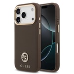 Apple iPhone 17 Pro Kılıf Guess Orjinal Lisanslı M-safe Şarj Özellikli Grained Yazı ve Taşlı 4G Logolu Kapak