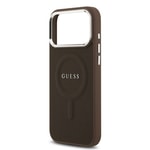 Apple iPhone 17 Pro Kılıf Guess Orjinal Lisanslı M-safe Şarj Özellikli Klasik Yazı Logolu PU Deri Kapak