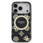 Apple iPhone 17 Pro Kılıf Guess Orjinal Lisanslı M-safe Şarj Özellikli IML Peony ve 4G Desenli Klasik Logolu Kapak