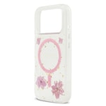 Apple iPhone 17 Pro Kılıf Guess Orjinal Lisanslı M-safe Şarj Özellikli Transparan Resin Flowers Kapak