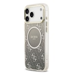 Apple iPhone 17 Pro Kılıf Guess Orjinal Lisanslı M-safe Şarj Özellikli 4G Desenli Simli Silikon Kapak