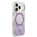 Apple iPhone 17 Pro Kılıf Guess Orjinal Lisanslı M-safe Şarj Özellikli 4G Desenli Simli Silikon Kapak