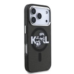 Apple iPhone 17 Pro Kılıf Karl Lagerfeld Orjinal Lisanslı Parlayan Simli Karl & Choupette Sketch Logo Kapak