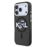 Apple iPhone 17 Pro Kılıf Karl Lagerfeld Orjinal Lisanslı Parlayan Simli Karl & Choupette Sketch Logo Kapak