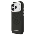 Apple iPhone 17 Pro Kılıf Karl Lagerfeld Orjinal Lisanslı M-safe Şarj Özellikli Delikli Tasarım Metal Logolu PU Deri Kapak