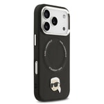 Apple iPhone 17 Pro Kılıf Karl Lagerfeld Orjinal Lisanslı M-safe Şarj Özellikli Metal Kamera ve Buton Tasarımlı Karl PU Deri Kapak