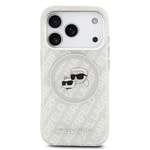 Apple iPhone 17 Pro Kılıf Karl Lagerfeld Orjinal Lisanslı Parlayan Simli Karl & Choupette Heads Kapak