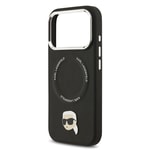 Apple iPhone 17 Pro Kılıf Karl Lagerfeld Orjinal Lisanslı M-safe Şarj Özellikli Metal Kamera ve Buton Tasarımlı Karl PU Deri Kapak