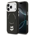 Apple iPhone 17 Pro Kılıf Karl Lagerfeld Orjinal Lisanslı M-safe Şarj Özellikli Metal Kamera ve Buton Tasarımlı Choupette PU Deri Kapak