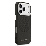 Apple iPhone 17 Pro Kılıf Karl Lagerfeld Orjinal Lisanslı M-safe Şarj Özellikli Delikli Tasarım Metal Logolu PU Deri Kapak
