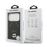 Apple iPhone 17 Pro Kılıf Karl Lagerfeld Orjinal Lisanslı M-safe Şarj Özellikli Metal Kamera ve Buton Tasarımlı Choupette PU Deri Kapak