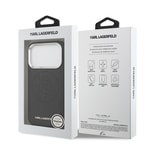 Apple iPhone 17 Pro Kılıf Karl Lagerfeld Orjinal Lisanslı M-safe Şarj Özellikli Delikli Tasarım Metal Logolu PU Deri Kapak