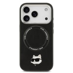 Apple iPhone 17 Pro Kılıf Karl Lagerfeld Orjinal Lisanslı M-safe Şarj Özellikli Metal Kamera ve Buton Tasarımlı Choupette PU Deri Kapak