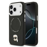 Apple iPhone 17 Pro Kılıf Karl Lagerfeld Orjinal Lisanslı M-safe Şarj Özellikli Metal Kamera ve Buton Tasarımlı Karl PU Deri Kapak