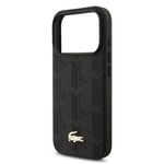 Apple iPhone 17 Pro Kılıf Lacoste Orjinal Lisanslı M-safe Şarj Özellikli PU Deri Tasarımlı Karışık Monogram Desenli Kapak