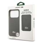 Apple iPhone 17 Pro Kılıf Lacoste Orjinal Lisanslı M-safe Şarj Özellikli PU Pike Desenli Metal Logolu Kartlıklı Kapak