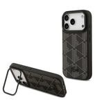 Apple iPhone 17 Pro Kılıf Lacoste Orjinal Lisanslı M-safe Şarj Özellikli Standlı PU Deri Karışık Monogram Desenli Kapak