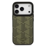 Apple iPhone 17 Pro Kılıf Lacoste Orjinal Lisanslı M-safe Şarj Özellikli Standlı PU Deri Karışık Monogram Desenli Kapak