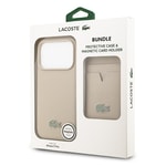 Apple iPhone 17 Pro Kılıf Lacoste Orjinal Lisanslı M-safe Şarj Özellikli PU Pike Desenli Metal Logolu Kartlıklı Kapak