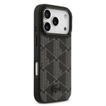 Apple iPhone 17 Pro Kılıf Lacoste Orjinal Lisanslı M-safe Şarj Özellikli Standlı PU Deri Karışık Monogram Desenli Kapak