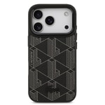 Apple iPhone 17 Pro Kılıf Lacoste Orjinal Lisanslı M-safe Şarj Özellikli Standlı PU Deri Karışık Monogram Desenli Kapak