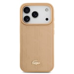 Apple iPhone 17 Pro Kılıf Lacoste Orjinal Lisanslı M-safe Şarj Özellikli PU Deri Tasarımlı Karışık Monogram Desenli Kapak