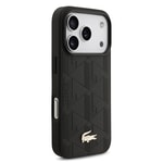 Apple iPhone 17 Pro Kılıf Lacoste Orjinal Lisanslı M-safe Şarj Özellikli PU Deri Tasarımlı Karışık Monogram Desenli Kapak