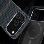 Apple iPhone 17 Pro Kılıf M-safe Şarj Özellikli Karbon Fiber Tasarımlı Benks Aurora ArmorPro Kevlar Kapak