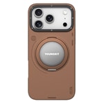 Apple iPhone 17 Pro Kılıf M-safe Şarj Özellikli 360 Derece Standlı Basit Mat Deri Desenli Youngkit Tech Leather Serisi Kapak