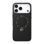 Apple iPhone 17 Pro Kılıf M-safe Şarj Özellikli Deri Tasarımlı Standlı Pynana Dancing Circle Luxury Serisi Kapak