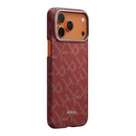 Apple iPhone 17 Pro Kılıf M-safe Şarj Özellikli Aramid Fiber Pitaka Tactile Woven Monogram Serisi Kapak